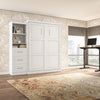 Bestar Pur Queen Murphy Bed and Shelving Unit with Drawers 90-Inch Wall Bed|Grand lit escamotable mural Pur de Bestar de 90 po avec tablettes et tiroirs