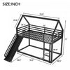 Liam House Metal Bunk Bed with Ladder and Slide, Twin Over Twin Size, Black  | Lits superposes Liam en metal avec echelle et toboggan, taille Twin sur Twin, noir