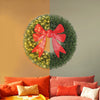 HOMCOM 36in Pre-Lit Christmas Wreath for Front Door with 3D Red Bow