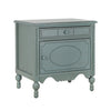 Amelia Vintage 24" Nightstand with Carved Drawer and Cabinet,Blue | Amelia Table de Nuit Vintage de 24" avec Tiroir Sculpte et Cabinet, Bleu