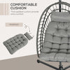 Outsunny Hanging Egg Chair with Stand, Foldable Wicker Rattan Swing Chair