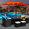 Costway 15Ft Patio Double-Sided LED Market Umbrella Crank Solar Powered Orange