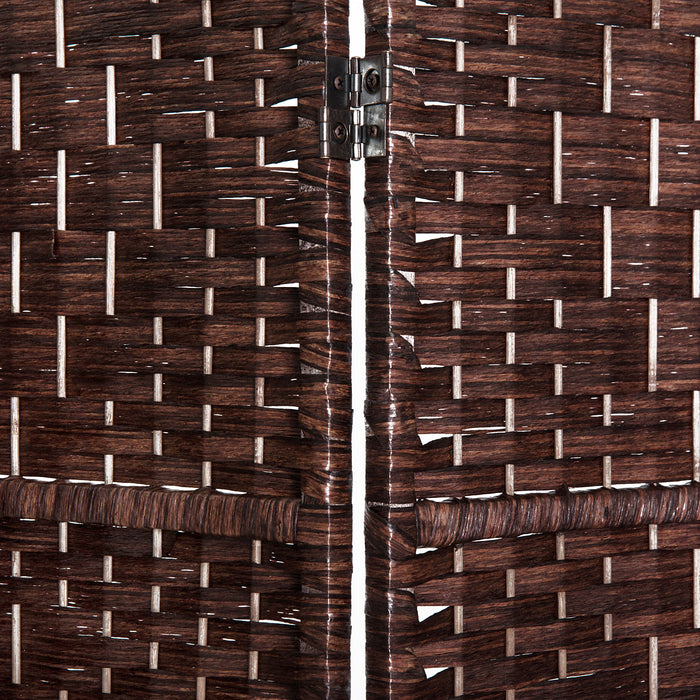 Homcom Double Hinged Woven Wicker Room Divider And Privacy Screens