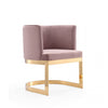 Aura Modern Velvet Metal Dining Chair in Blush - Set of 2 | Chaise de salle a manger moderne en velours et metal Aura, rose poudre - Lot de 2