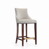 Shubert Modern Wood Upholstered Barstool in Light Gray - Set of 2 | Tabouret de bar moderne en bois Shubert avec revetement en tissu gris clair - Lot de 2