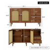 Zona 51.1" Sideboard Cabinet with Rattan Doors and Adjustable Shelves,Dark Brown Accent Cabinet | Zona 51.1" Buffet avec Portes en Rattan et Etageres Ajustables, Marron Fonce