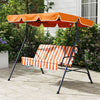Outsunny 3-seat Patio Swing Chair With Adjustable Canopy Orange|Outsunny Balancoire De Patio 3 Places Avec Auvent Reglable, Orange