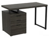 47” Computer Desk With 3 Drawers - Dark Grey Wood With Silver Metal Base | Bureau d’ordinateur de 47 po avec 3 tiroirs - bois gris foncé avec base en métal argenté