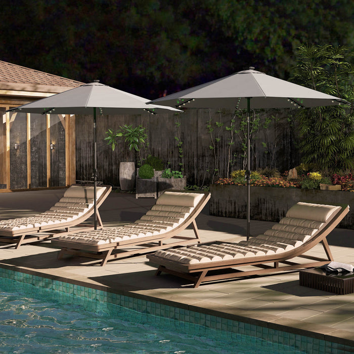 Costway 10 FT Solar Patio Umbrella with 96 LED Lights 35° Adjustable Tilt Vented Top Gray