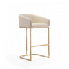 Louvre Mid-Century Modern Metal Upholstered Barstool in Cream - Set of 2 | Tabouret de bar rembourre en metal style mid-century moderne Louvre, creme - Lot de 2
