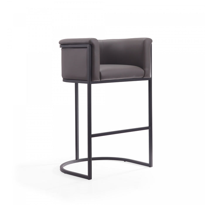 Cosmopolitan Mid-Century Modern Metal Upholstered Barstool in Graphite - Set of 3 Bar Stool