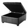 Liam 34.25" Large Square Faux Leather Ottoman Coffee Table with Storage,Black  | Liam Ottoman Coffre Carre Large de 34,25" en Simili Cuir avec Rangement, Noir