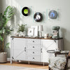 HOMCOM 59" Farmhouse Sideboard Buffet Cabinet with 2 Barn Doors, White