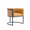 Cosmopolitan Mid-Century Modern Vegan Leather Metal Dining Chair in Camel - Set of 2 | Chaise de salle a manger moderne mi-siecle cosmopolite en cuir vegetalien et metal couleur camel - Lot de 2