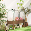Outsunny Raised Garden Bed with PE Greenhouse Cover, Brown