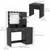 HOMCOM Vanity Table Set, Makeup Table with Stool, LED Mirror and Storage