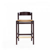 Klismos Mid-Century Modern Wood Upholstered Counter Stool in Camel - Set of 3 | Tabouret de comptoir en bois rembourre style Klismos mi-siecle moderne couleur camel - Lot de 3