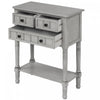 Olivia Solid Wood Console Table With Drawers And Bottom Shelf - Grey | Table Console Olivia En Bois Massif Avec Tiroirs Et Etagere Inferieure - Gris