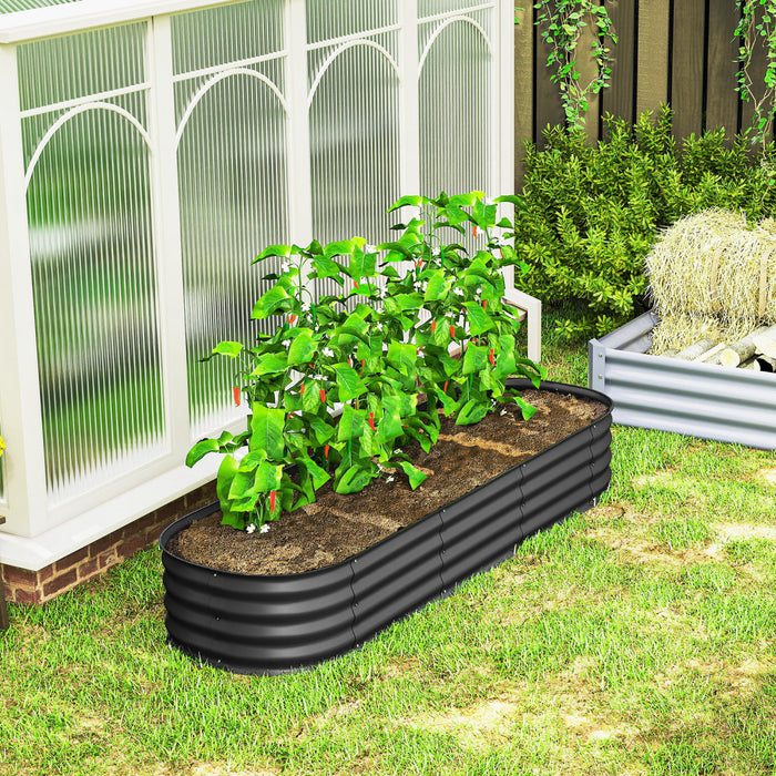 Outsunny Galvanized Raised Garden Bed Planter Box, 6.4 x 2 x 1ft, Dark Grey