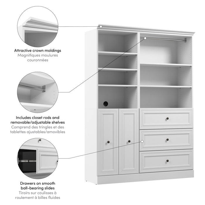 Bestar Versatile 61 W Closet Organizer System with Doors - White