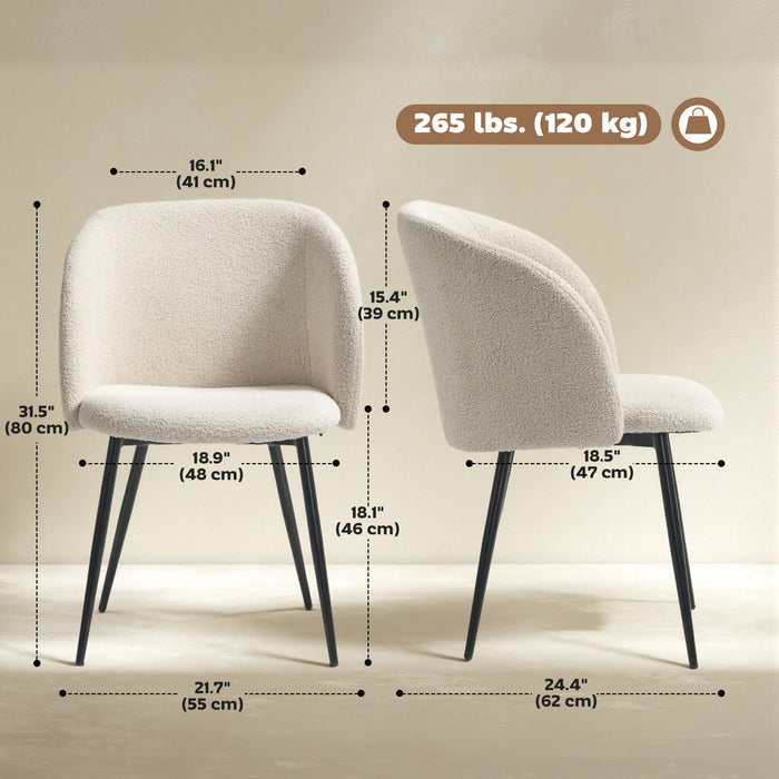 HOMCOM Dining Chairs Set of 2, Upholstered Kitchen Chairs with Backrest