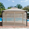 Costway 12' X 10' Outdoor Patio Gazebo Canopy Shelter Double Top Sidewalls Netting Beige