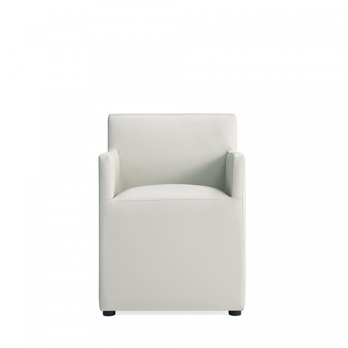 Anna Square Modern Vegan Leather Armchair in Stone Gray - Set of 2