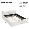 Aiden Platform Bed with Supportive Upholstered Frame in Boucle Fabric,Queen Size,White Queen Bed  | Lit plateforme Aiden avec cadre rembourre de soutien en tissu boucle, taille Queen, blanc