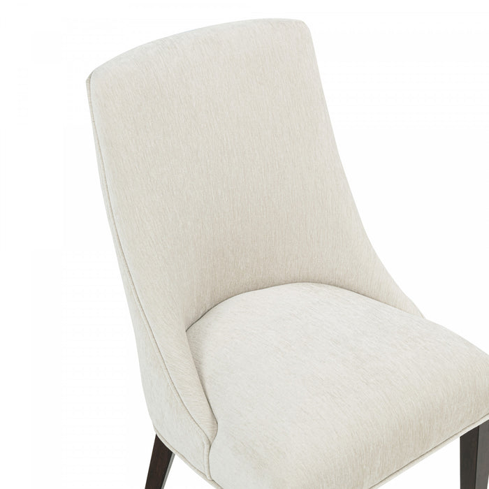 Beever Modern Wood Chenille Dining Chair in Cream - Set of 2