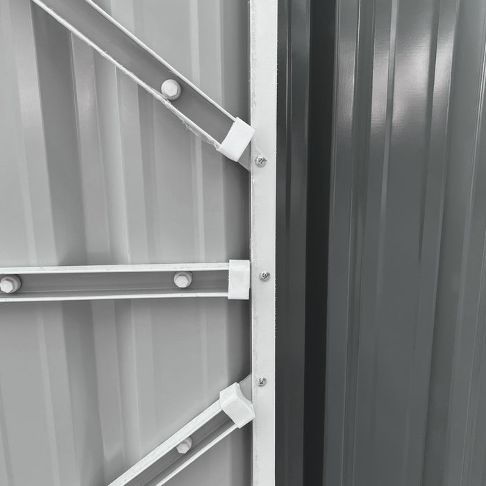 Outsunny 14 X 8ft Metal Outdoor Storage Shed With Lockable Doors, Grey