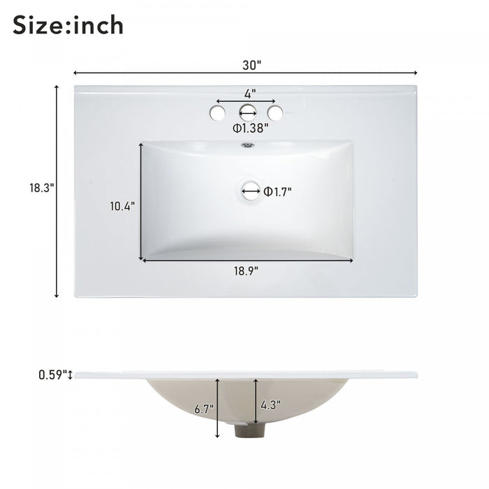 Katherine 30\" Solid Wood Bathroom Vanity With Sink Combo - Grey