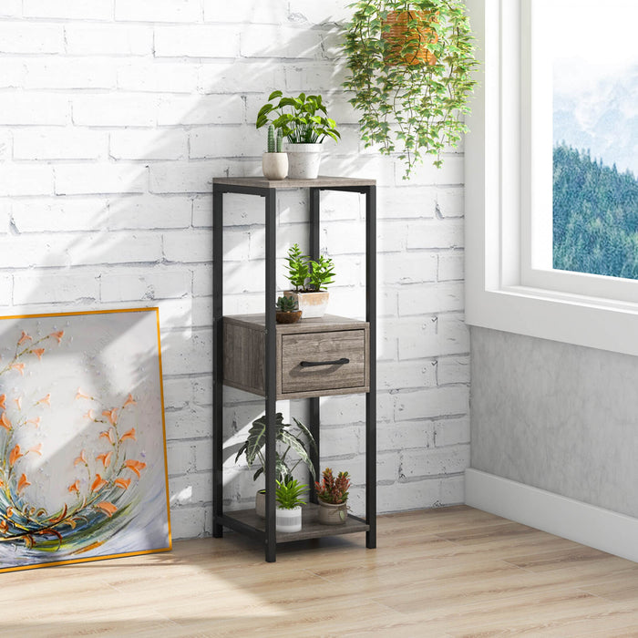 Costway 2 Pack 3 Tier Tall Metal Plant Stand Indoor Plant Table With Drawer Anti-tipping Devices
