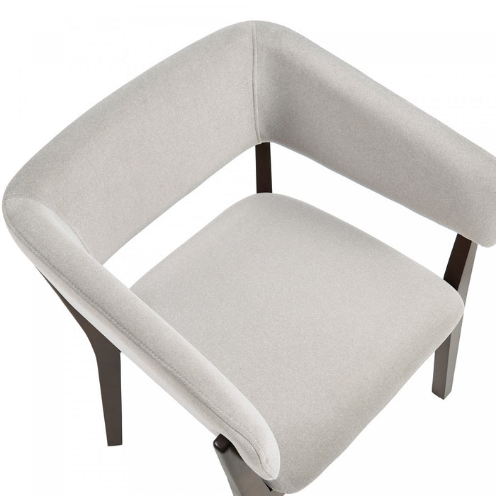 Blake Modern Faux Mohair Wood Armchair in Greige - Set of 4 Dining Chair