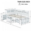Ethan Multifunctional Daybed with Integrated Storage with Drawers and Bookcase,Twin Size,White Twin Bed | Banquette-lit multifonction Ethan avec rangement integre, tiroirs et bibliotheque, taille simple, blanc
