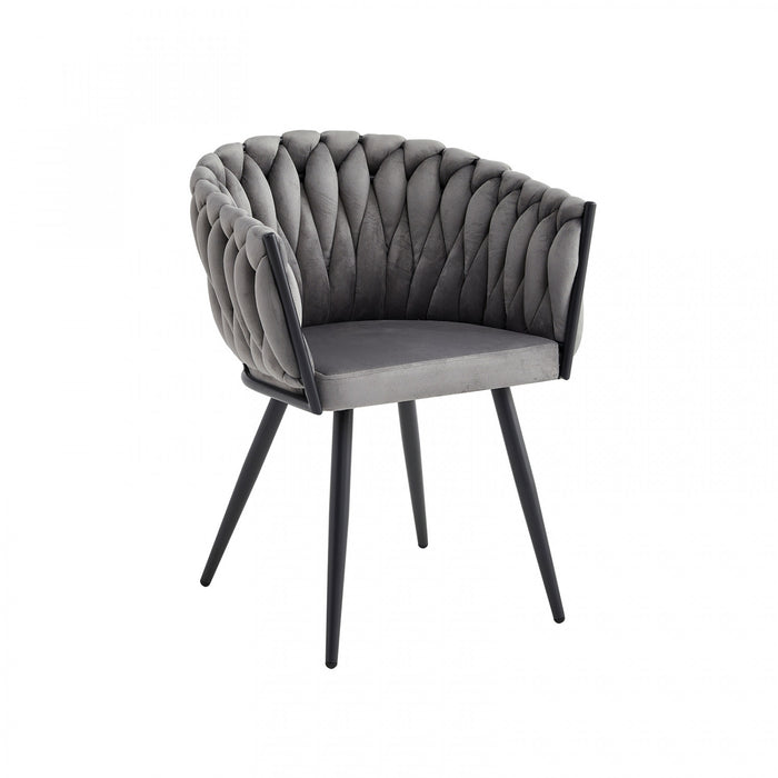 Hildy Accent Dining Arm Chair, Dark Grey Velvet (set of 2) 