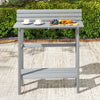 Outsunny Outdoor Bar Table With Built-in Footrest, Slatted Top, Grey
