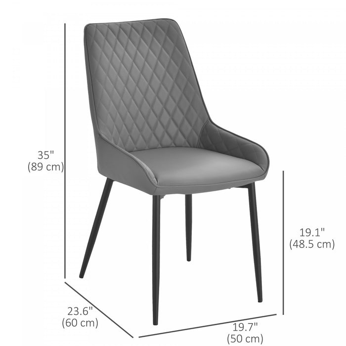 HOMCOM Dining Chairs Set of 2, PU Leather Kitchen Chairs with Steel Legs