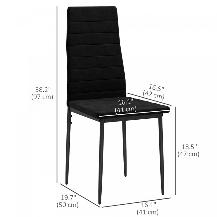 HOMCOM Dining Chairs, Set of 4, Upholstered Accent Chairs, Back, Black