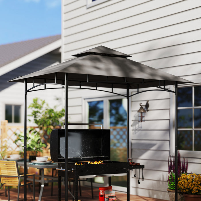 Outsunny Bbq Gazebo Canopy Replacement, 5'x8' Grill Gazebo Roof, Dark Grey