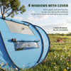 Outsunny 4 Person Camping Tent Automatic Pop Up Tent with Carry Bag Doors