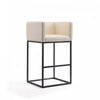 Embassy Mid-Century Modern Metal Upholstered Barstool in Cream - Set of 2 | Tabouret de bar Embassy style milieu du siecle en metal et tissu creme - Lot de 2