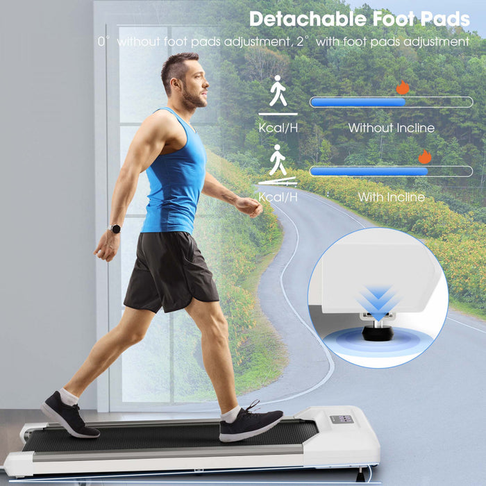 Superfit 0.6-3.8mph Walking Pad Under Desk Treadmill With Remote Control And Led Display Grey
