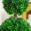 HOMCOM Artificial Boxwood Topiary Tree Set of 2, Faux Boxwood Topiary Trees