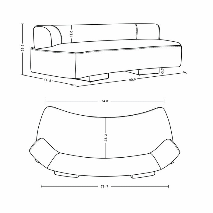 Verandah Mid-Century Modern 3-Piece Sofa Set in Beige
