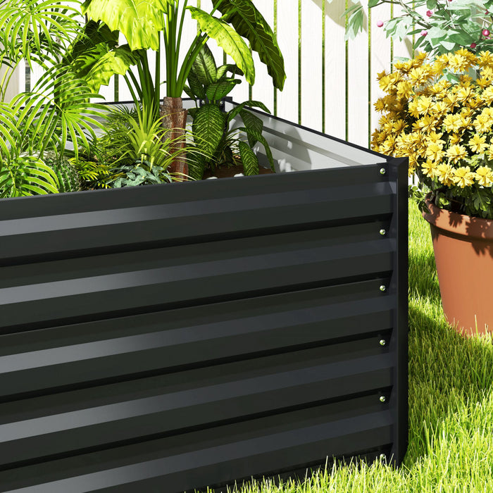 Outsunny 8x2.6x1.5ft Galvanized Raised Garden Bed, Open Bottom, Dark Grey
