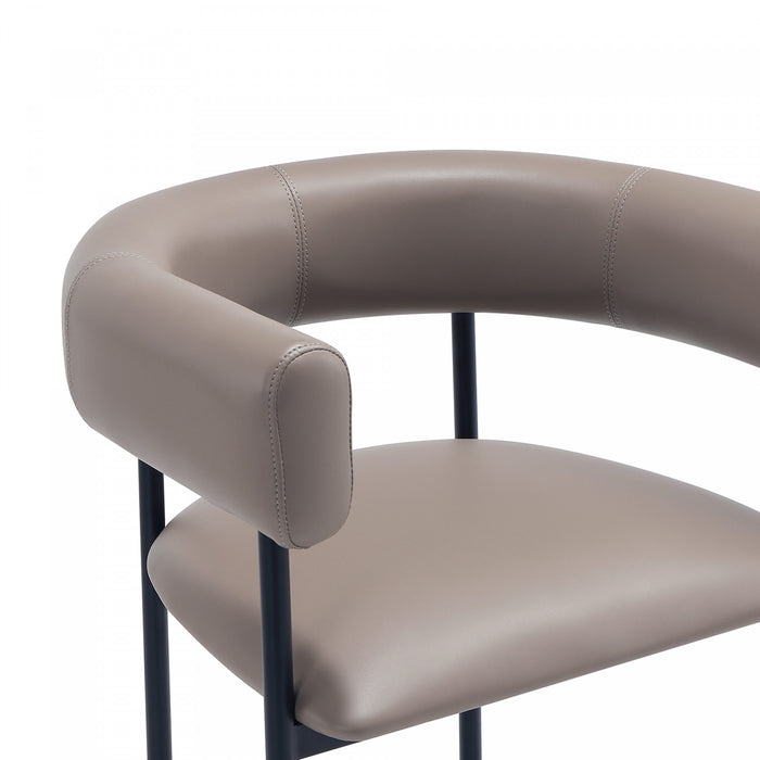 Onda Contemporary Vegan Leather Metal Upholstered Barstool in Taupe