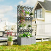 Outsunny Raised Garden Bed with Trellis and Plant Shelf, Grey