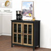 HOMCOM Kitchen Sideboard with Glass Doors Buffet Cabinet Accent Cabinet