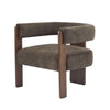 Olivia Velvet Upholstered Accent Armchair with Barrel Back Design and Rubber Wood Frame,Dark Brown Accent Chair | Olivia Fauteuil d’appoint rembourre en velours avec dossier cylindrique et structure en bois de caoutchouc, marron fonce