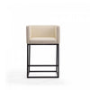 Embassy Mid-Century Modern Metal Upholstered Counter Stool in Cream | Tabouret de comptoir Embassy style milieu du siecle en metal et tissu creme